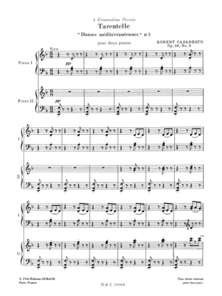 Tarentelle Op. 36. 2 Pianos - CASADESUS - Partition - Piano